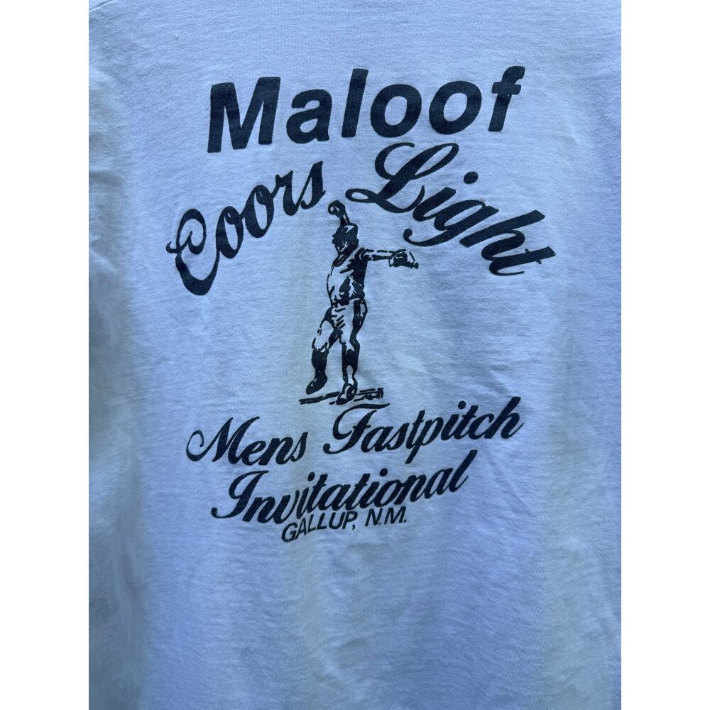 Vintage Coors Light Maloof Mens Fastpitch Shirt Gray Medium Gallup NM - Picture 5 of 10